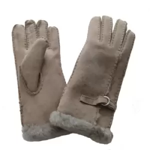 Eastern Counties Leather Womens/Ladies Buckle Detail Sheepskin Gloves (L) (Beige)