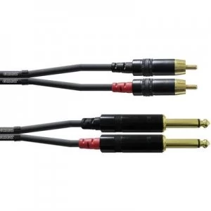 Cordial CFU3PC Audio/phono Adapter cable [2x Jack plug 6.35mm - 2x RCA plug (phono)] 3m Black