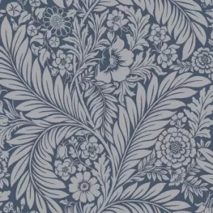 Belgravia Decor Florence Leaf Blue Wallpaper