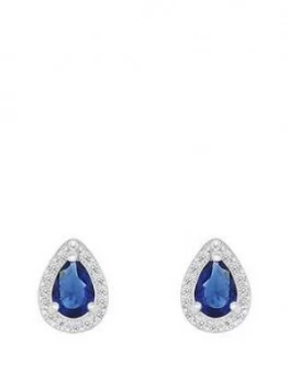 Love GEM Sterling Silver Blue and White Cubic Zirconia Peardrop Stud Earrings, One Colour, Women