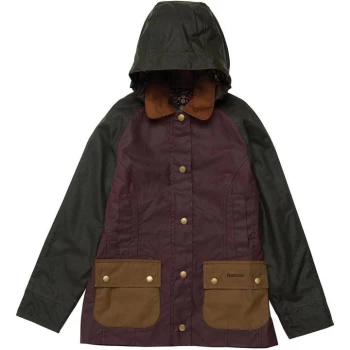 Barbour Girls Hooded Beadnell Wax - Olive OL52