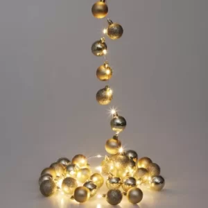 LED String Lights Gold 2m with Christmas Baubles