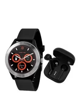 Harry Lime Harry Lime Fashion Smartwatch In Black Featuring Black True Wireless Stereo Earbuds In Charging Case Ha07-2001-Tws