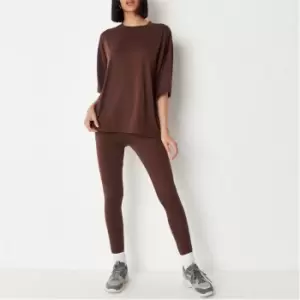 Missguided Basic Jersey T Shirt and Leggings Co Ord Set - Brown
