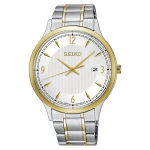 Seiko SGEH82P1 Solar Powered Stainless Steel Watch with White Dial