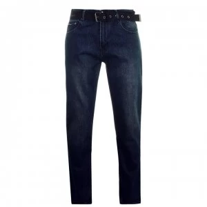 Pierre Cardin Web Belt Mens Jeans - Vintage Dark