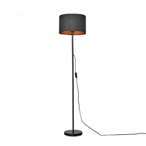 Charlie Black Floor Lamp with Black and Gold Reni Shade