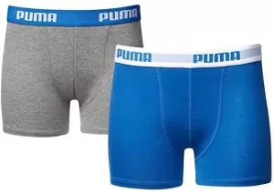 PUMA Basic Boys Boxers 2 Pack, Blue/Grey, size 7/8, Clothing