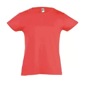SOLS Girls Cherry Short Sleeve T-Shirt (8yrs) (Coral)