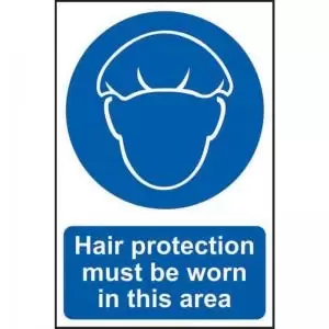 &lsquo;Hair Protection Must Be Worn&rsquo; Sign; Self-Adhesive