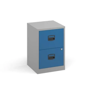 Bisley A4 home filer with 2 drawers - grey with blue drawers
