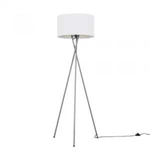 Camden Grey Tripod Floor Lamp with XL White Reni Shade