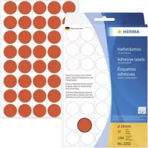 Herma 2252 Labels Ø 19mm Paper Red 1280 pc(s) Permanent adhesive Sticky dots
