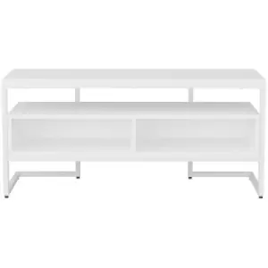 Decorotika - Merrion 110 Cm Wide Modern tv Stand, tv Unit, tv Cabinet Storage With Open Shelves - White And White - White