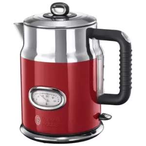 Russell Hobbs 21670 Retro Kettle in Red 1 7L 2 4kW Temperature Gauge