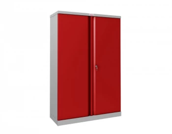 SCL Series SCL1491GRK 2 Door 3 Shelf Steel Storage Cupboard Grey Body & Red Doors with Key Lock