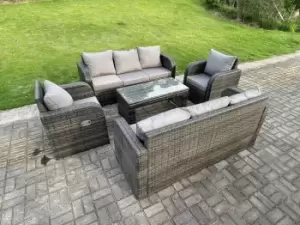 8 Seater PE Rattan Garden Furniture Set Reclining Chair Lounge 3 Seater Sofa Set Outdoor Coffee Table