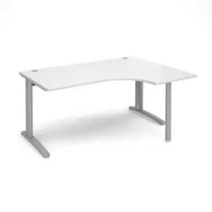 Office Desk Right Hand Corner Desk 1600mm White Top With Silver Frame 1200mm Depth TR10 TBER16SWH