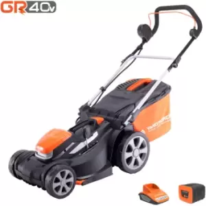 40V 34cm Cordless Lawnmower with lithium ion battery & quick charger LM G34A - GR 40 range - orange - Yard Force