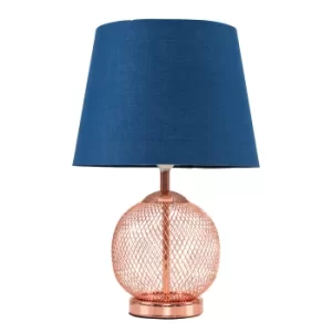 Regina Touch Table Lamp with Navy Blue Tapered Shade