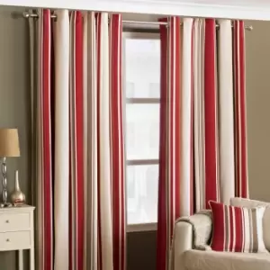 Riva Home Broadway Modern Stripe Ringtop Eyelet Curtains (Pair) Polycotton Raspberry (168X229Cm)