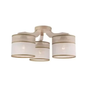 Andrea Multi Arm Semi Flush Ceiling Light, Fabric Shades, White Beech, 3x E27