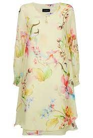 James Lakeland Royal Long Sleeve Floral Print Wave Hem Dress - 8
