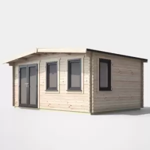 Power 12' x 16' Chalet Log Cabin- Left Side Double Door
