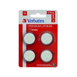 Verbatim CR2450 3V Premium Lithium Battery Pack of 4 49535 VM49535