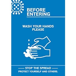 Seco Health & Safety Poster Before entering, wash your hands Semi-Rigid Plastic 42 x 59.5 cm