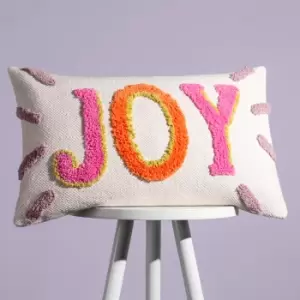 Joy Cotton Tufted Cushion Multicolour, Multicolour / 30 x 50cm / Polyester Filled