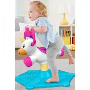 Fisher-Price Bounce and Spin Unicorn, Stationary Musical Ride-...