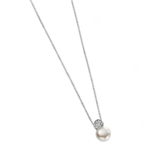 Elements Silver CZ And White Pearl Drop Pendant P2855WZ364N217