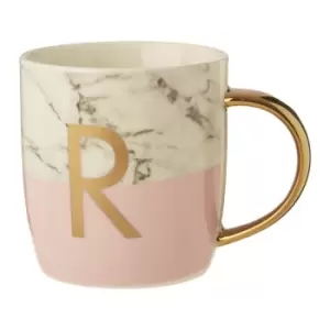 Bone China Marble/Pink R Alphabet Mug