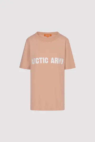 Arctic Army Womens Oversized T-Shirt In Pink - XS White Raised Silicone Print 100% Cotton