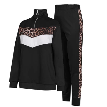 Linea Colour Block Zip Tracksuit Co Ord Set With Animal Print - Multi