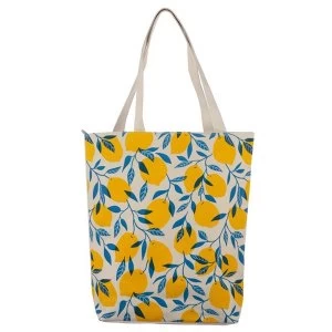 Lemons Handy Cotton Zip Up Shopping Bag