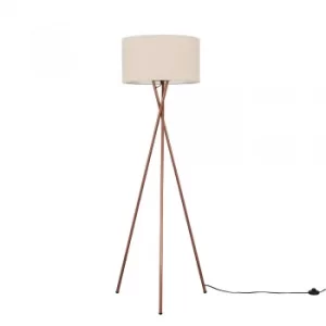 Camden Copper Tripod Floor Lamp with XL Mink Reni Shade