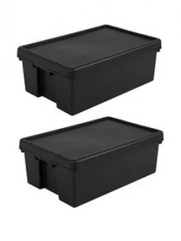 Wham Set Of 2 Heavy Duty Recycled Plastic Storage Boxes ; 36 Litres Each