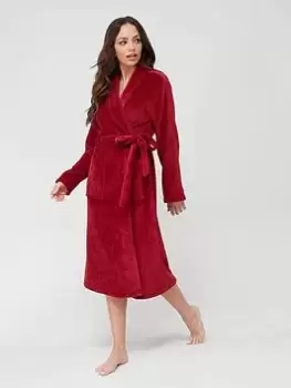 Calvin Klein Fluffy Robe - Deep Red, Red, Size M/L, Women
