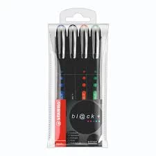 STABILO Bl@ck + Rollerball Pens Medium Tips Assorted Colours 4 pack
