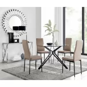 Cascina Dining Table and 4 Cappuccino Milan Black Leg Chairs - Cappuccino
