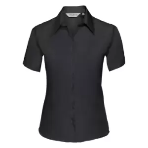 Russell Collection Ladies/Womens Short Sleeve Ultimate Non-Iron Shirt (L) (Black)