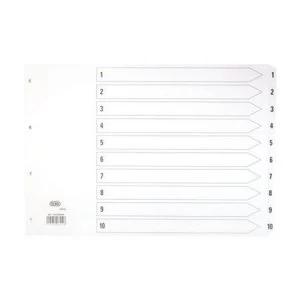 Elba A3 Mylar Dividers Europunched 1-10 Clear Tabs Landscape White Single