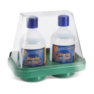 2 X Eyewash Bottles with Double Wall Mount Stand