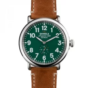 Mens Shinola Runwell 47mm Brown Leather Strap Watch
