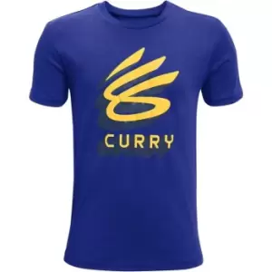 Under Armour Armour Curry Logo T-Shirt Juniors - Blue