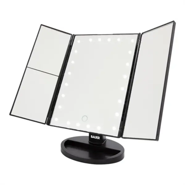 Bauer LED Foldable Mirror - Black