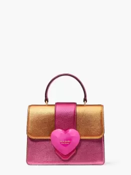 Kate Spade Jeweled Top Handle Colorblock Crinkled Metallic Leather Mini Top Handle, Locket Pink Multi, One Size