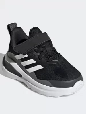 adidas Fortarun Elastic Lace Top Strap Running Shoes, Black/White/Grey, Size 3